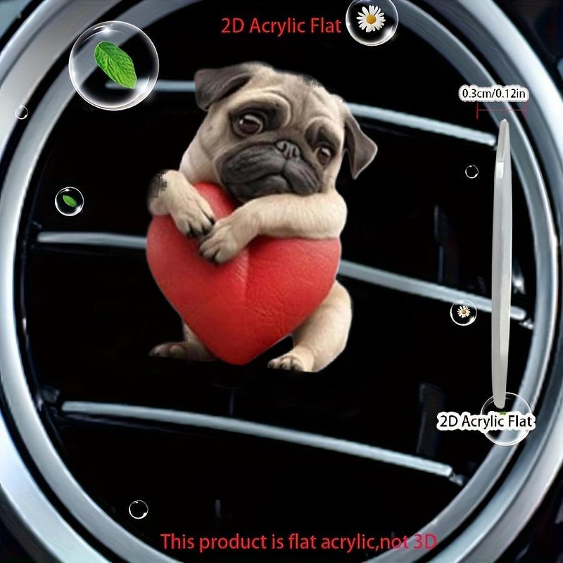 Adorable Pug Acrylic Car Air Vent Fragrance Diffuser,Car Air Freshener Diffuser, Pug Shaped Fragrance Vent Clip,2D Cute Dog Design Solid Scented, Fun & Stylish Interior Accessory - Image 5
